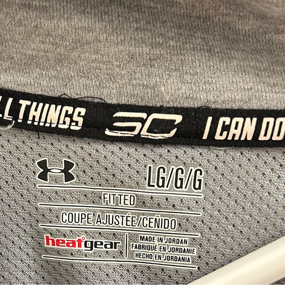 Under Armour Steph Curry Mens Grey & Black 1/4 Zip Short Sleeve Sweater - Sz L - Picture 6 of 7